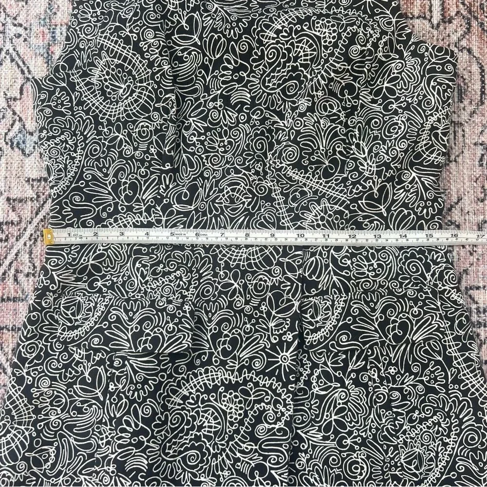 Tory Burch Paisley Doodle Print Sheath A-line Black and White Dress Size 10